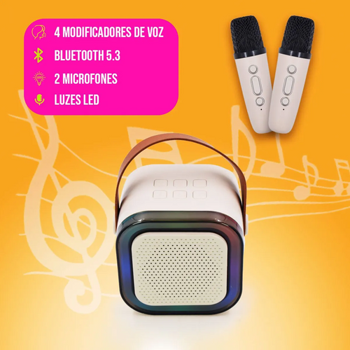 Caixa de Som Karaoke Bluetooth Infantil com 2 Microfones