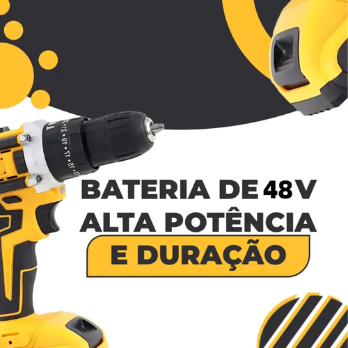 Furadeira Parafusadeira Impacto 48v 2 Baterias