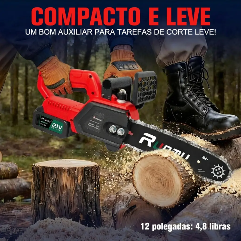 Motosserra Elétrica Recarregável 2 Baterias 21v 12 polegadas Ruomu
