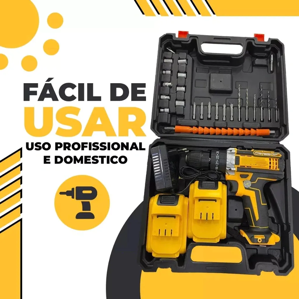 Furadeira Parafusadeira Impacto 48v 2 Baterias
