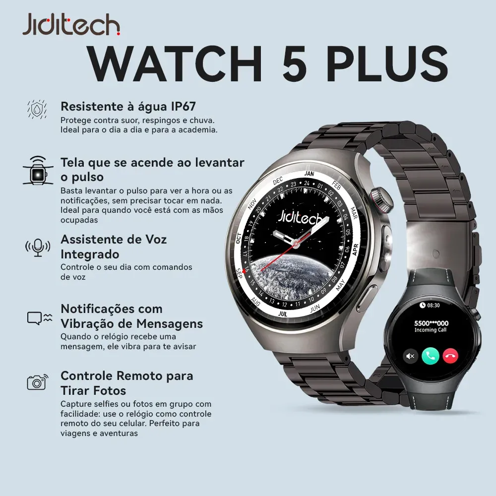 Smartwatch Watch 5 Plus com 3 pulseiras