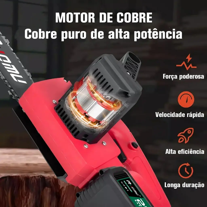 Motosserra Elétrica Recarregável 2 Baterias 21v 12 polegadas Ruomu