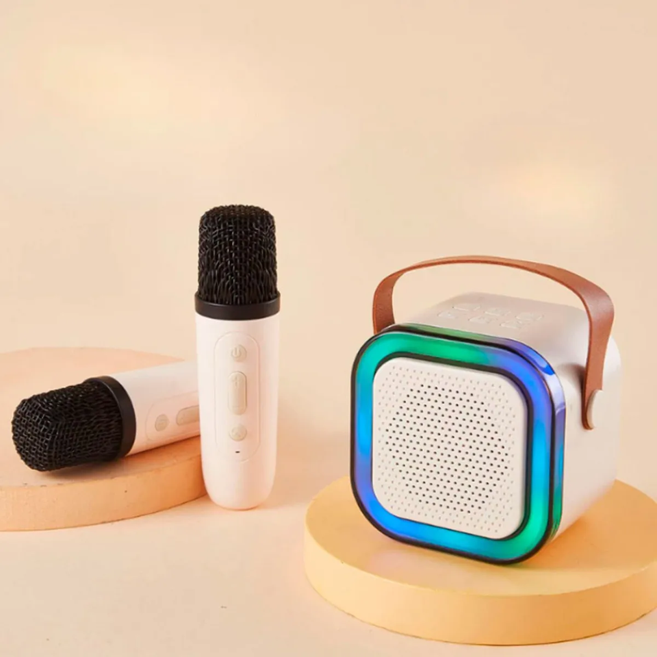 Caixa de Som Karaoke Bluetooth Infantil com 2 Microfones