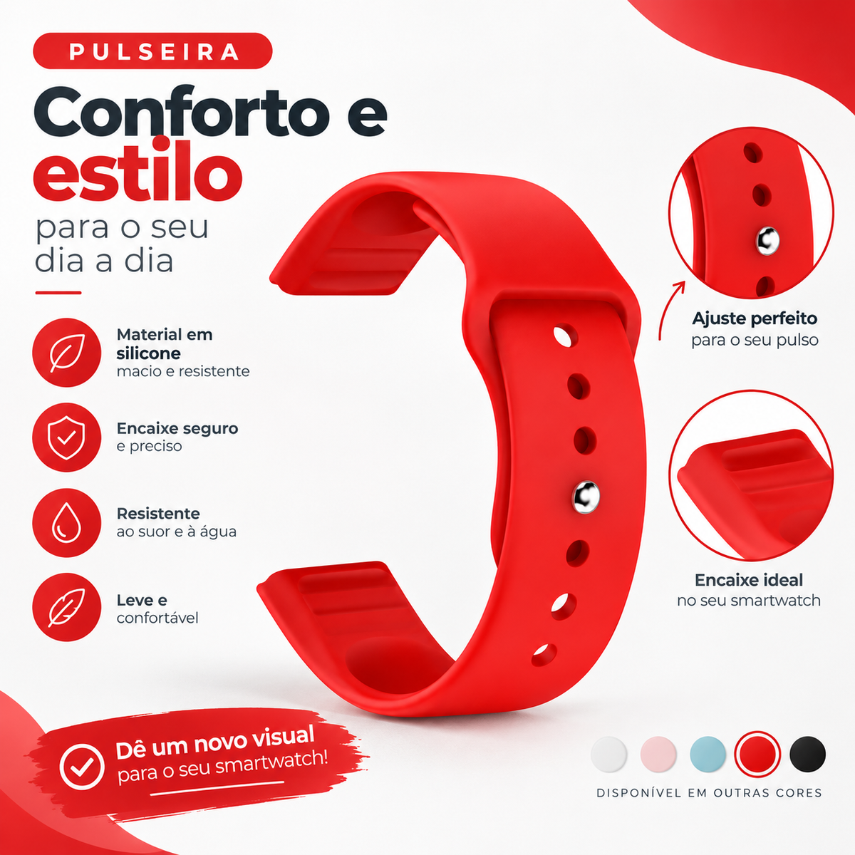 Pulseiras Extras para Smartwatch D20/D30/Y68/D13/D18