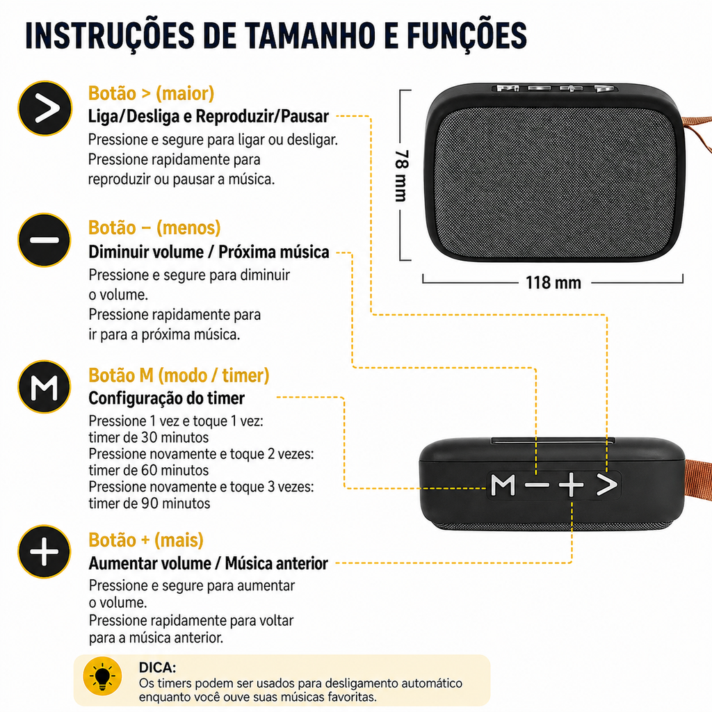 Caixa de Som Bluetooth 5.0 Portátil MG2