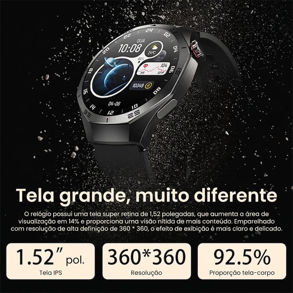 Smartwatch MK5 Pro Tela Amoled 1,52” com 3 Pulseiras