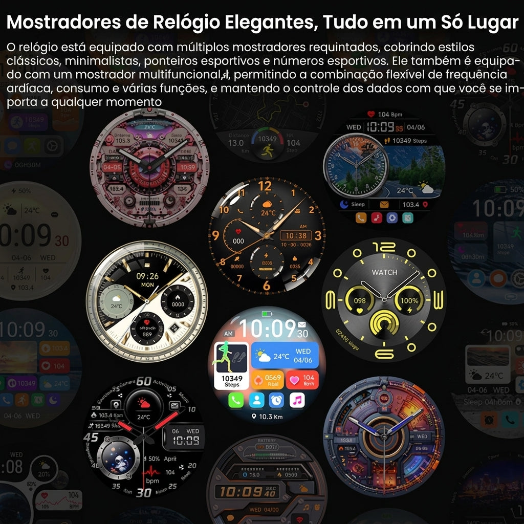 Smartwatch MK5 Pro Tela Amoled 1,52” com 3 Pulseiras
