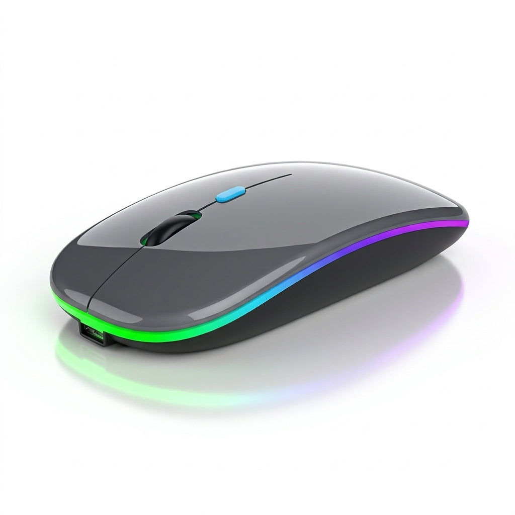Mouse Sem Fio Recarregável RGB 2.4GHz com DPI Ajustável e Bateria 500mAh