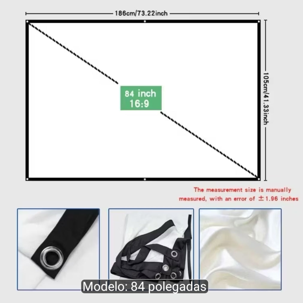 Tela para Projetor Lona 1,86x1,05m 84 Polegadas