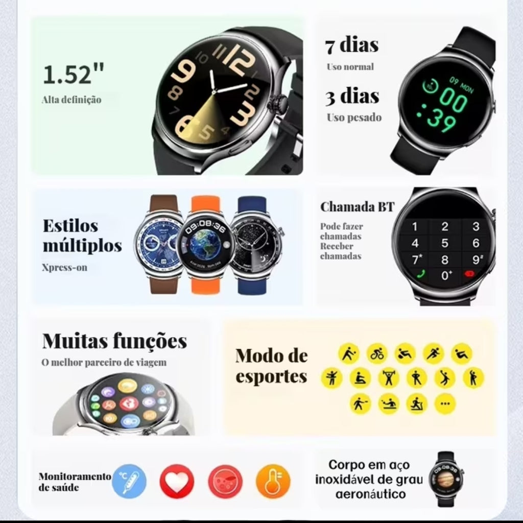 Smartwatch Watch 5 com 2 pulseiras