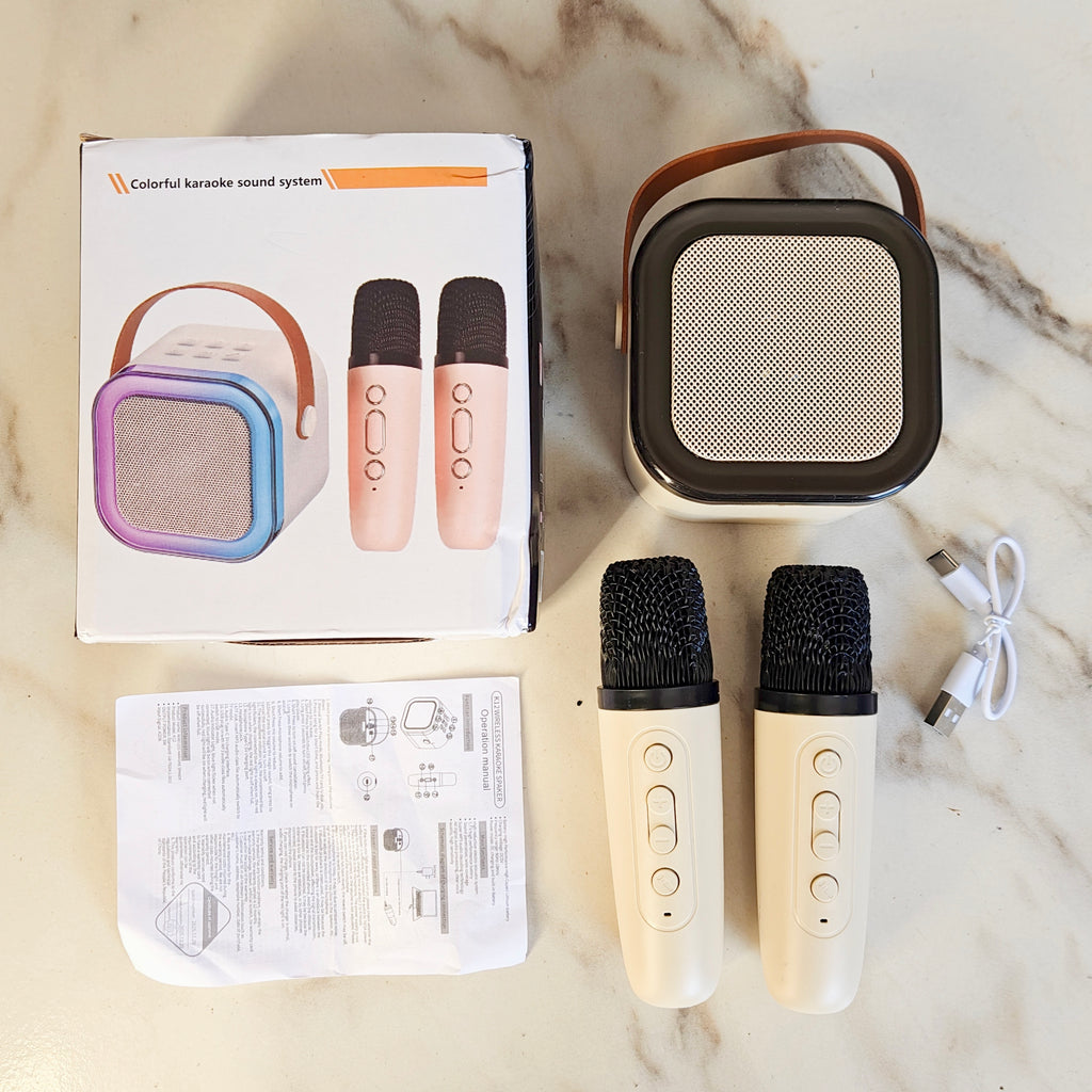Caixa de Som Karaoke Bluetooth Infantil com 2 Microfones