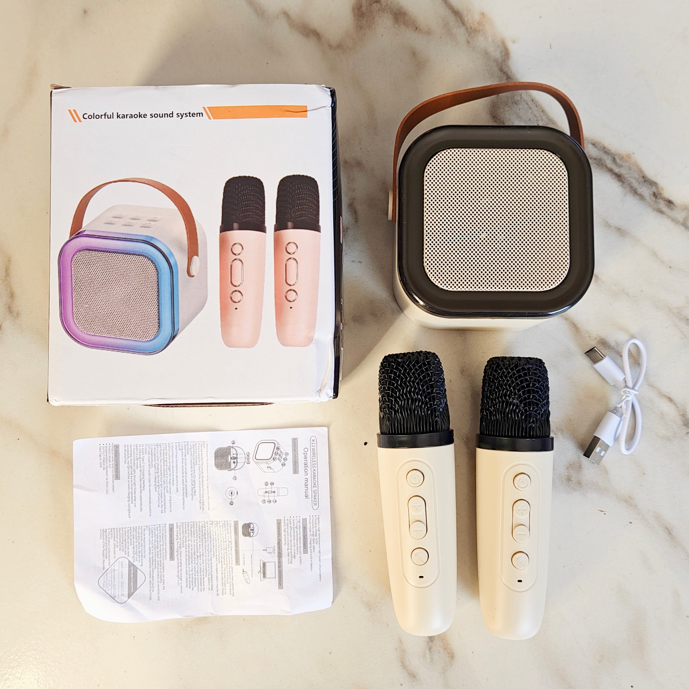 Caixa de Som Karaoke Bluetooth Infantil com 2 Microfones