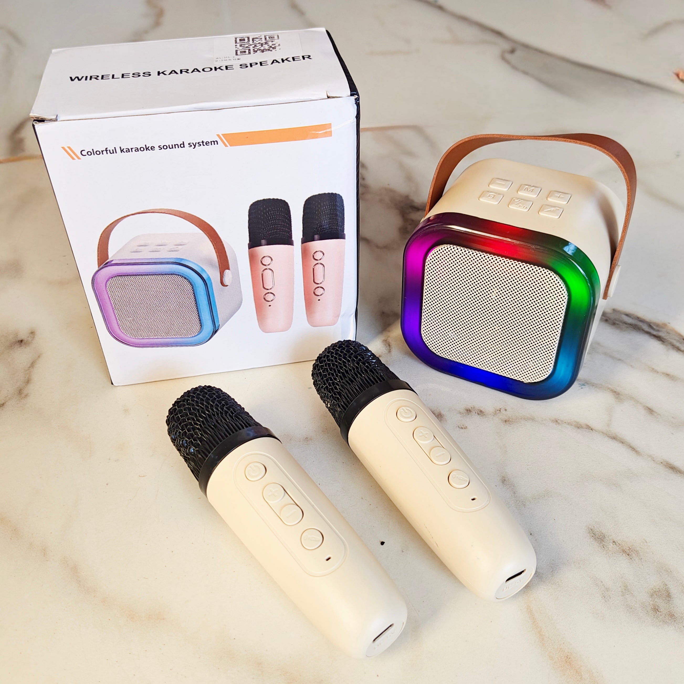 Caixa de Som Karaoke Bluetooth Infantil com 2 Microfones