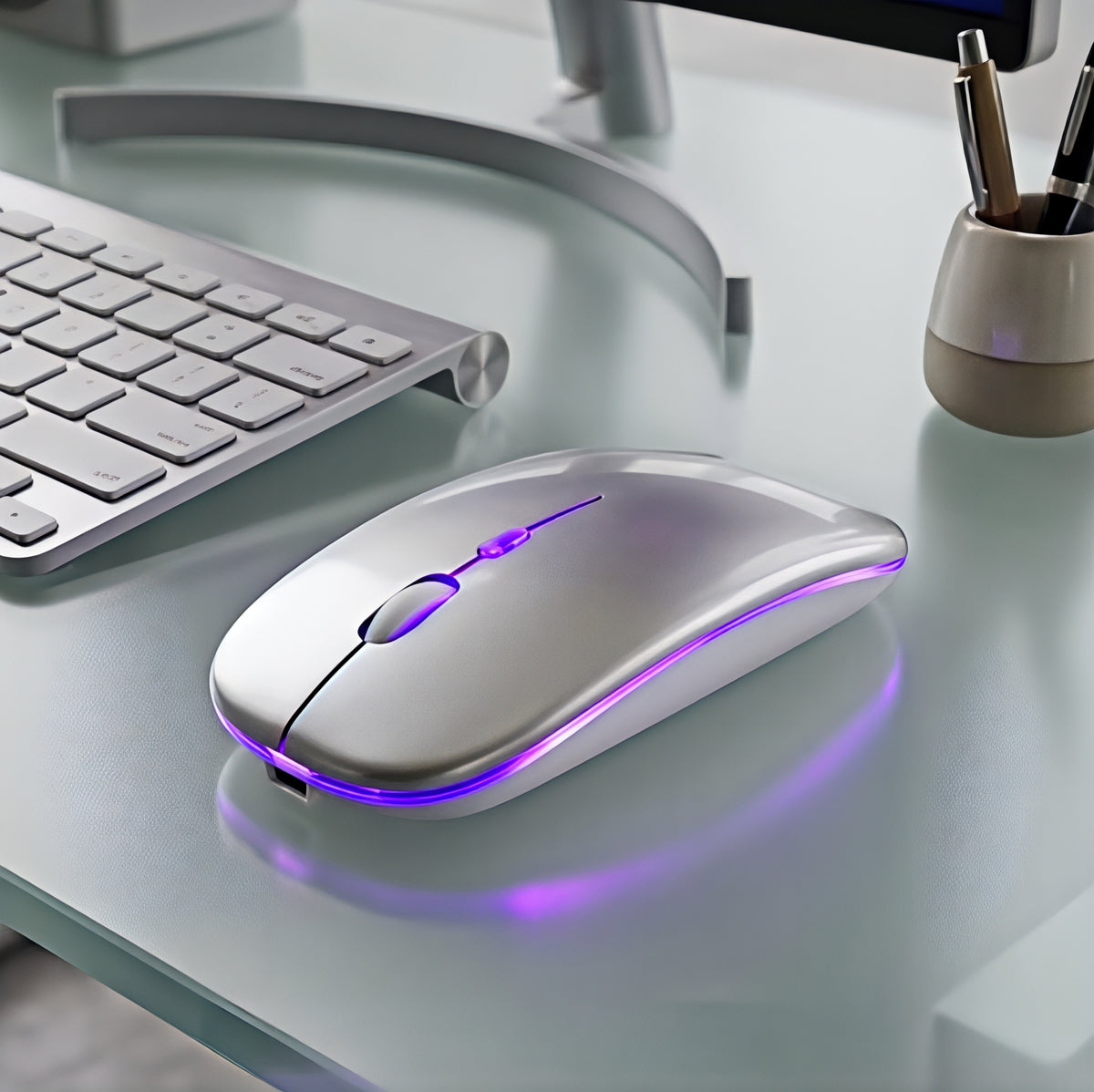Mouse Sem Fio Recarregável RGB 2.4GHz com DPI Ajustável e Bateria 500mAh
