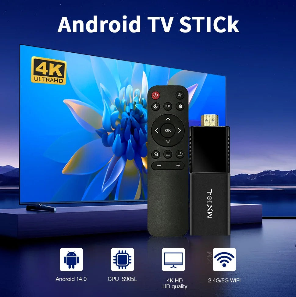 Tv Stick MX10-L Android 14 Wifi 4K