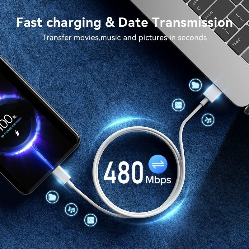 Cabo USB 6A para Xiaomi Turbo Tipo C 120W 2mt