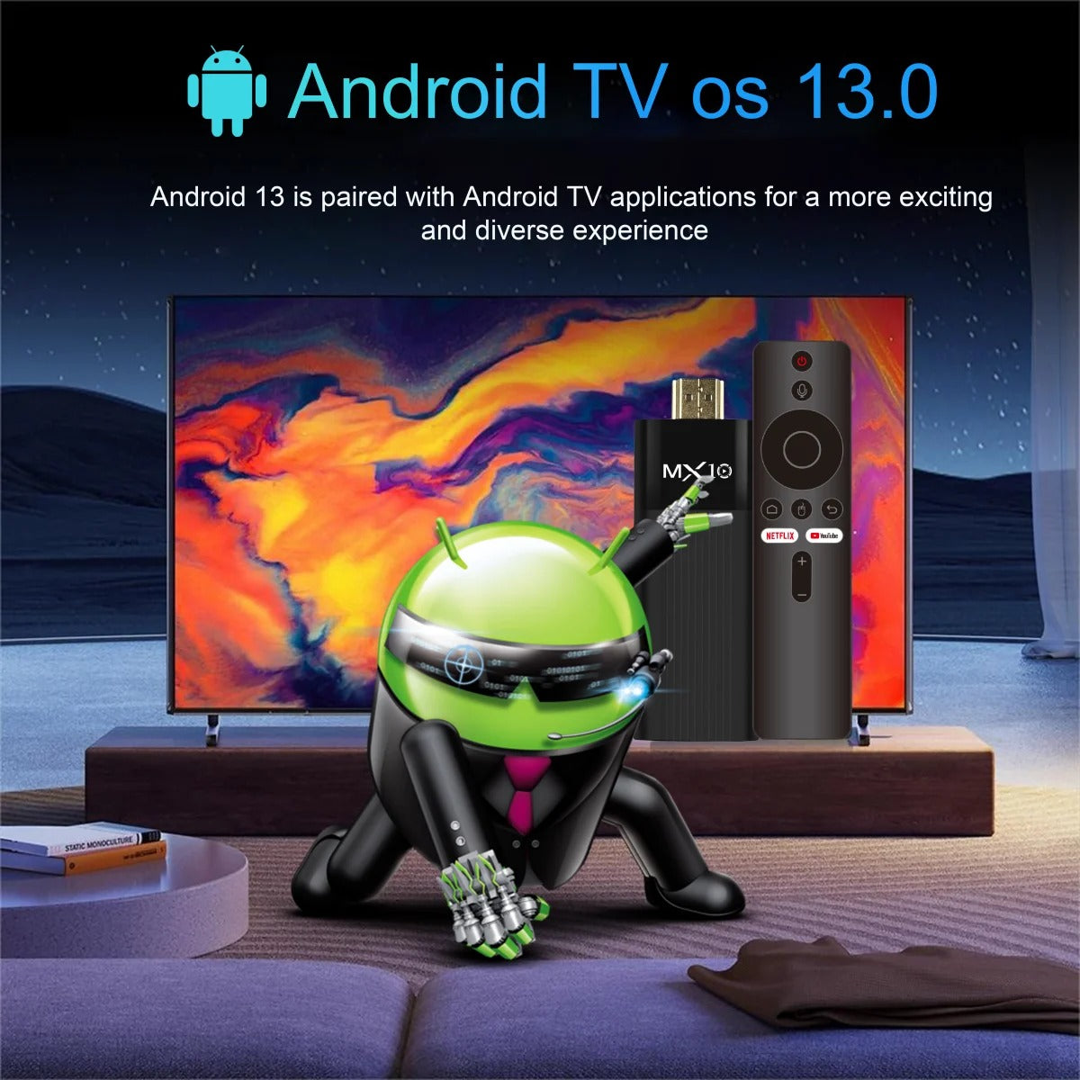 Tv Stick F3 MX10 4K Android 13 Wifi 5G Bluetooth 5.0