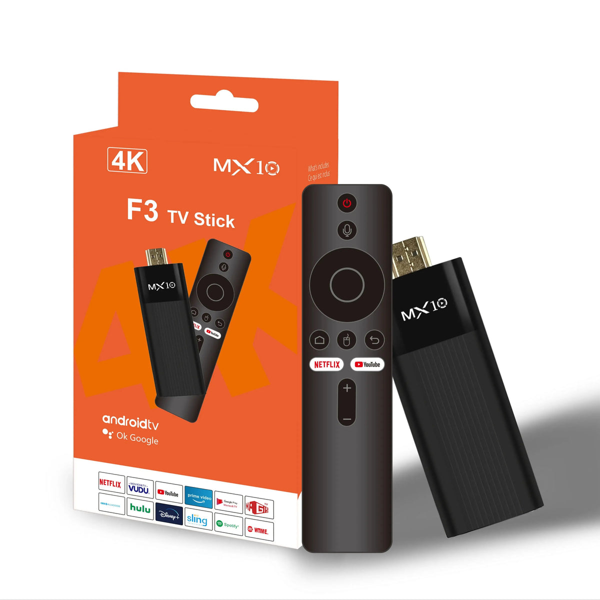 Tv Stick F3 MX10 4K Android 13 Wifi 5G Bluetooth 5.0