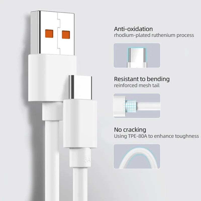 Cabo USB 6A para Xiaomi Turbo Tipo C 120W 2mt
